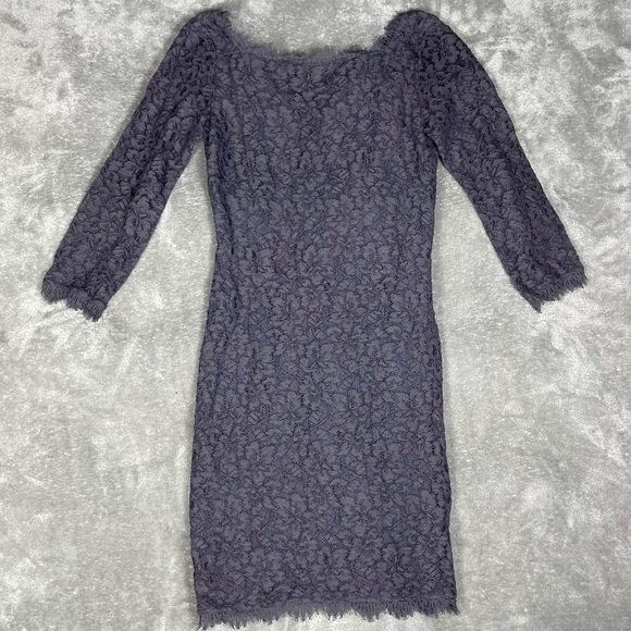 Diane VonFurstenberg Womens 4 Zarita Quarter Sleeve Lace Romantic Feminine Mini - Picture 3 of 11